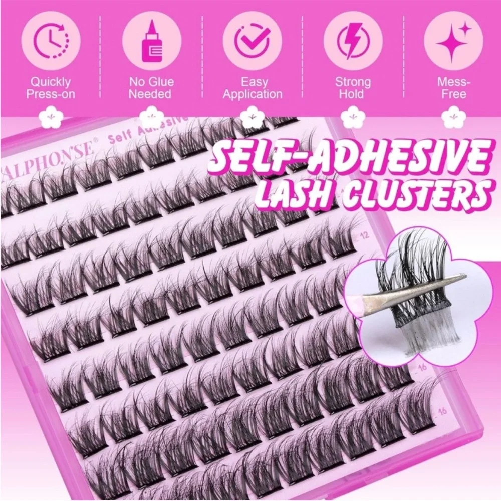 Self Adhesive Black Wispy Natural Cat Eye Lash Cluster Bundle